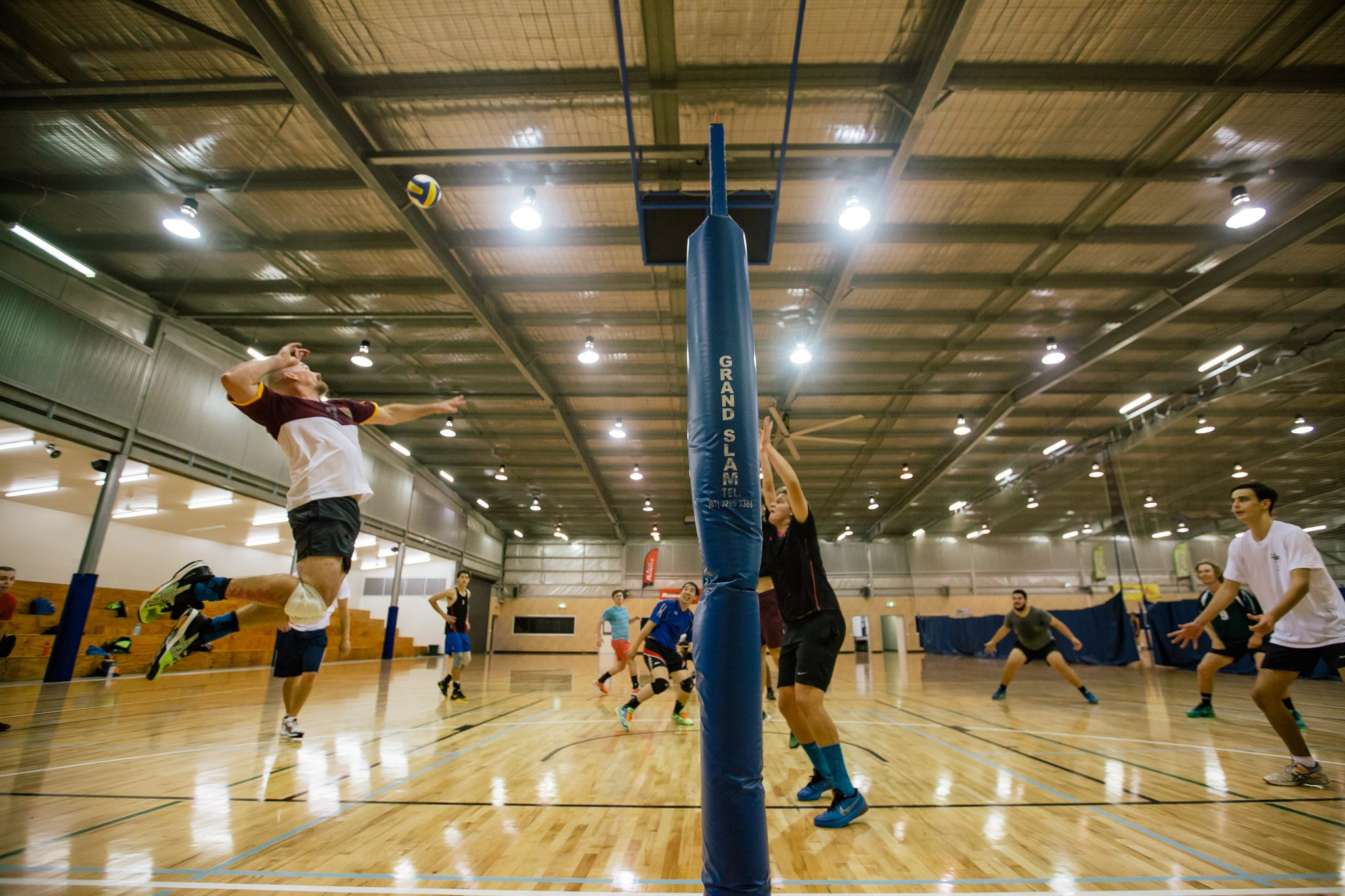 Indoor volleyball action shot